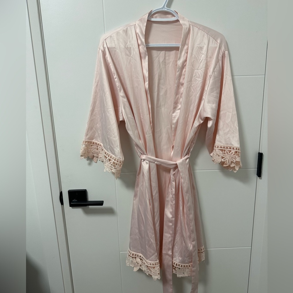 Light rose pink satin robe